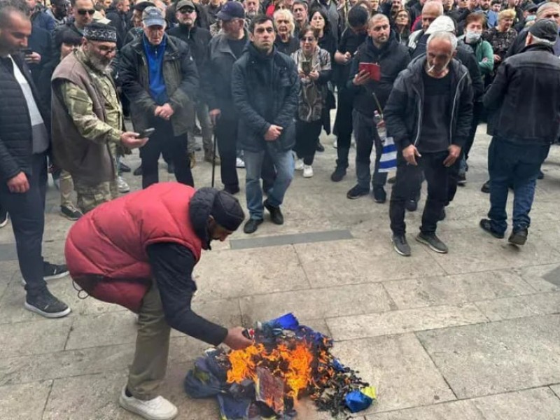 Контракция консерваторов в Тбилиси – сожгли флаг ЕС перед парламентом 