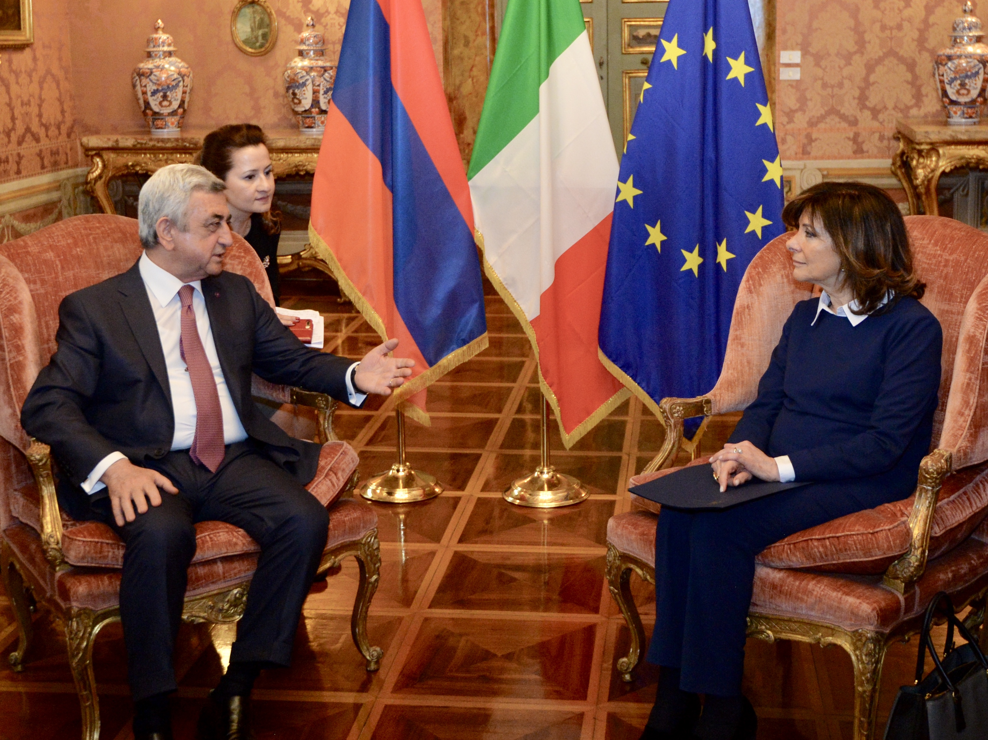 Президент Армении и глава Сената Италии обсудили карабахское урегулирование