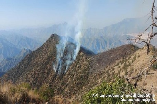 На территории национального парка «Аревик» второй день пытаются потушить пожар (ВИДЕО)