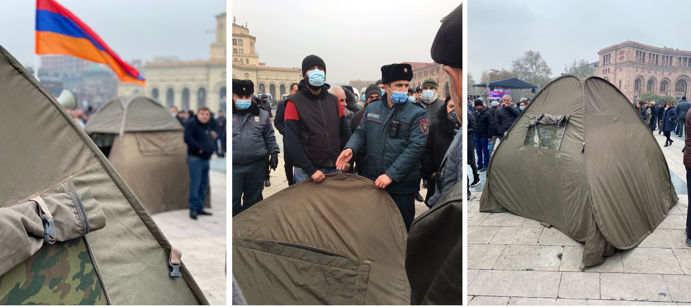Иного выхода нет: оппозиция разбила палатки на площади Республики