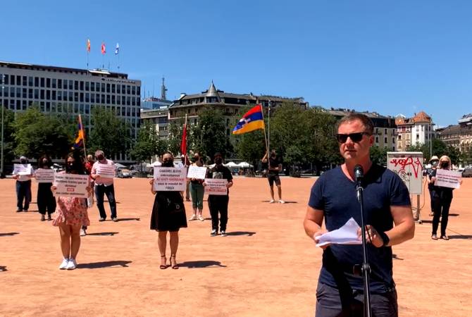 Протестующие в Женеве требуют осудить агрессию Азербайджана против Армении и Арцаха