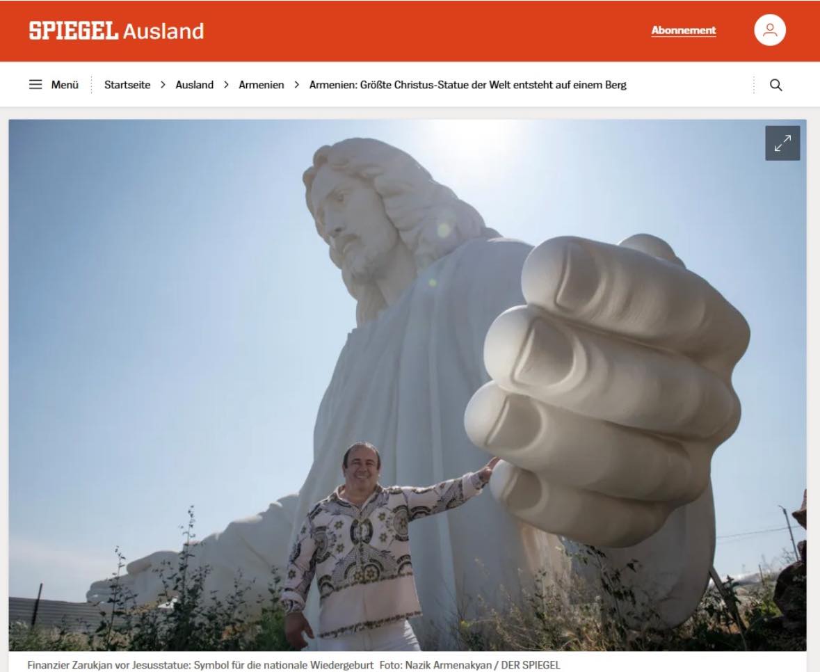 Գերմանական Der Spiegel-ն անդրադարձել է Հայաստանում կառուցվող Հիսուս Քրիստոսի արձանին