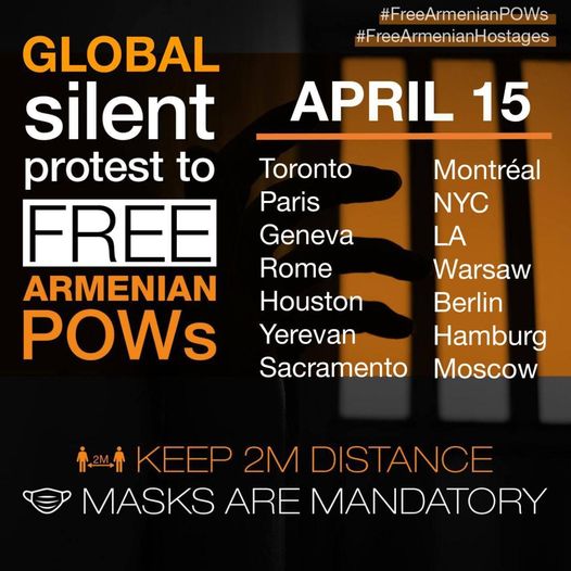 Акции протеста с требованием освобождения армянских военнопленных пройдут 15 апреля