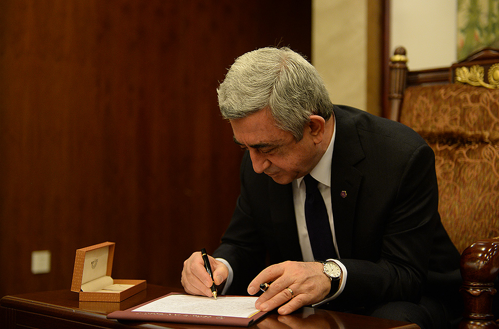 Президент Серж Саргсян назначил премьер-министра Армении