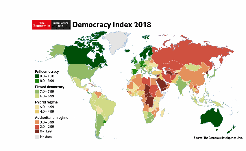По «Индексу демократии» Армения опередила Азербайджан, но уступила Грузии 